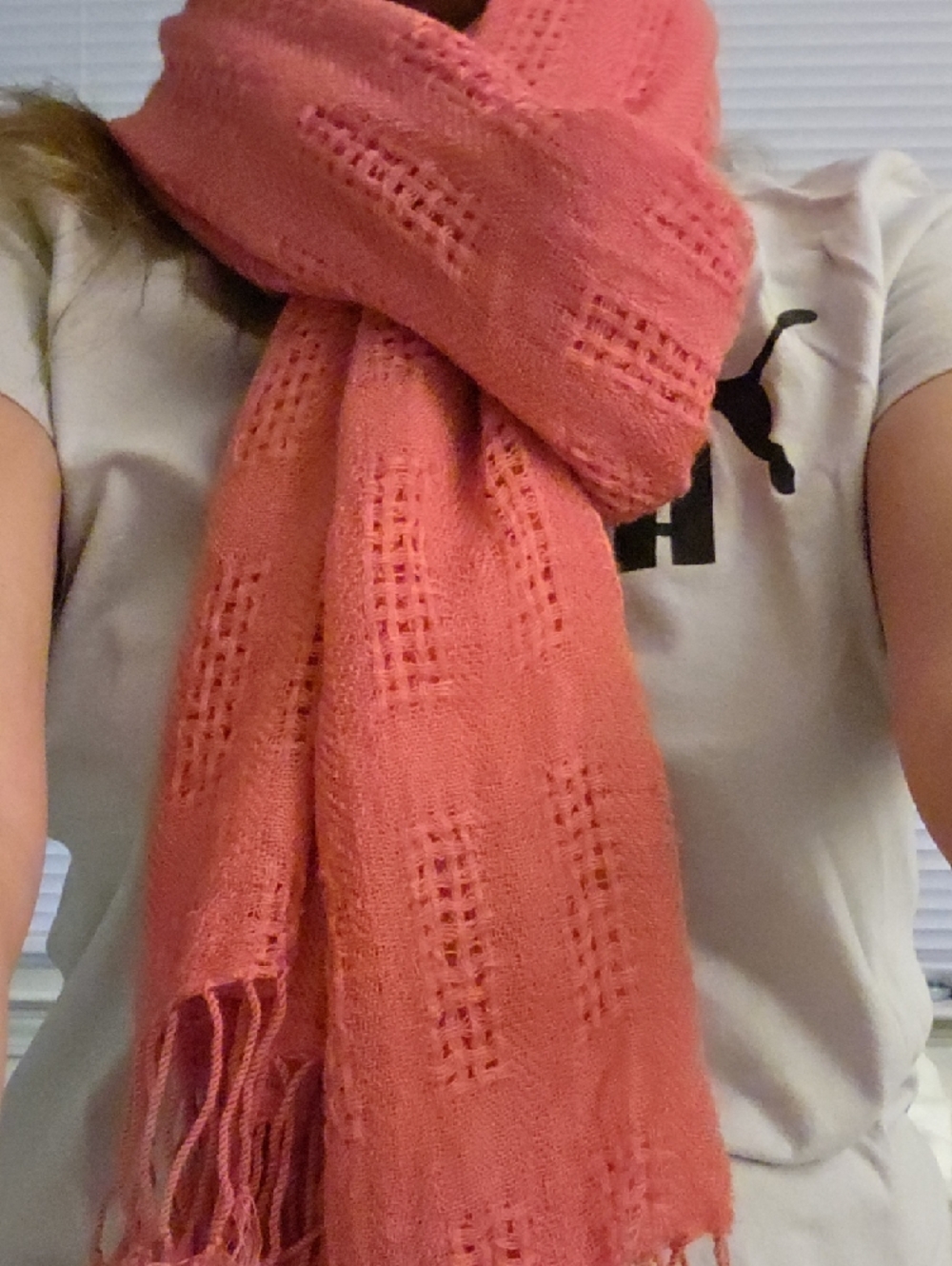 Textured Knit Scarf in Dusty Rose Preloved